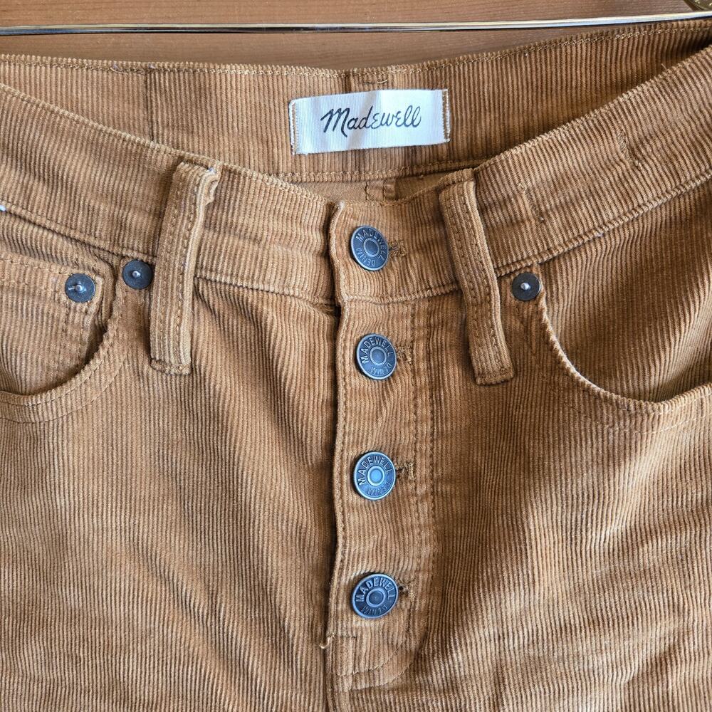 Madewell Jean Corduroy Cali Demi-Boot Pant 25 Crop Flare Raw Hem Brown Fall - Picture 3 of 6